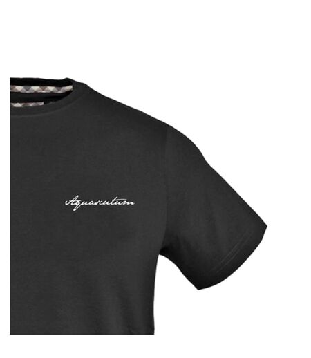 Mens Logo Crew Neck Regular T-shirt Black Aquascutum