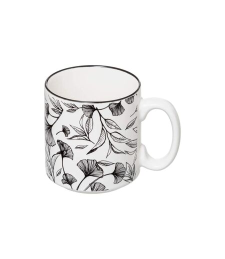 Lot de 4 Mugs sur Rack White Floral 24cl Blanc