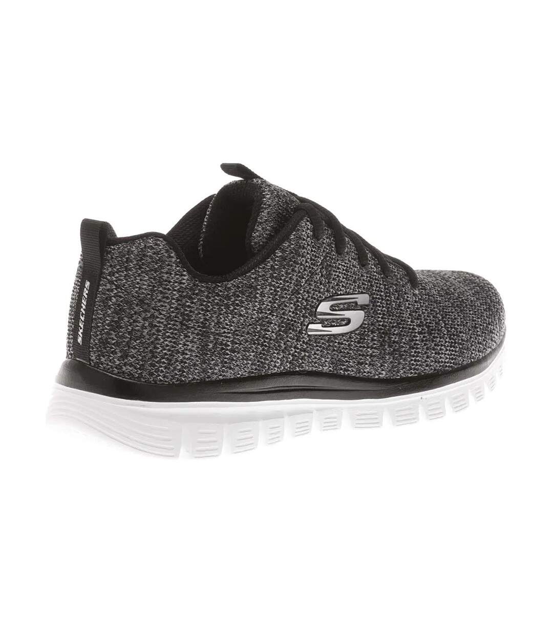 Womens/ladies graceful twisted fortune trainers black/white Skechers-2