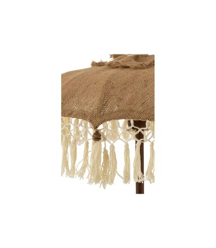 Parasol Déco en Jute Pompons 87cm Beige