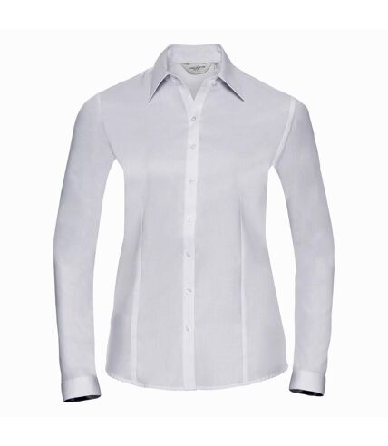 Russell Ladies/Womens Herringbone Long Sleeve Work Shirt (White)