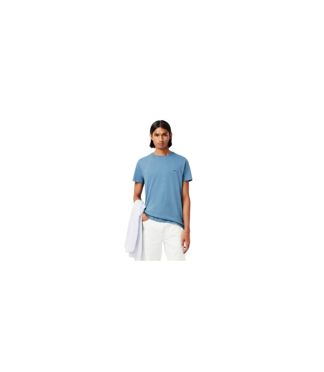 T-shirt Motif/style Brodé Homme Bleu Lacoste-1