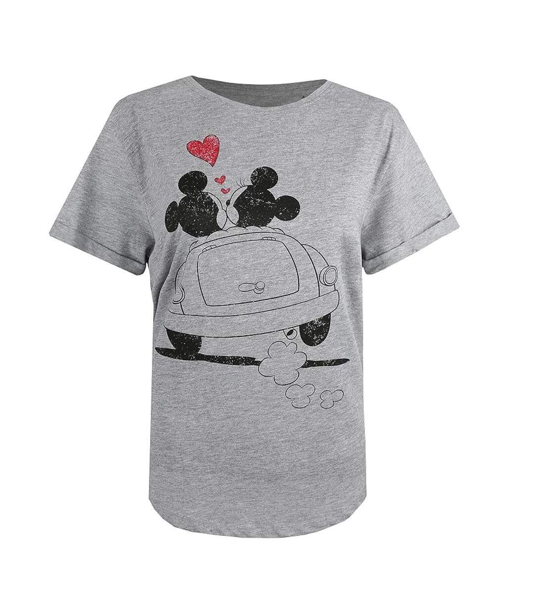 T-Shirt gris femme disney mickey & minnie hearts-2