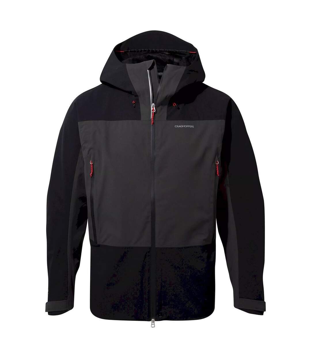 Mens gryffin contrast panel waterproof jacket black/black pepper Craghoppers-1