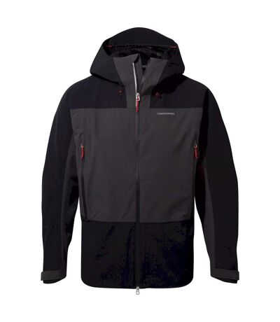 Mens gryffin contrast panel waterproof jacket black/black pepper Craghoppers