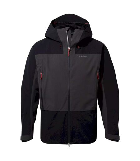 Mens gryffin contrast panel waterproof jacket black/black pepper Craghoppers