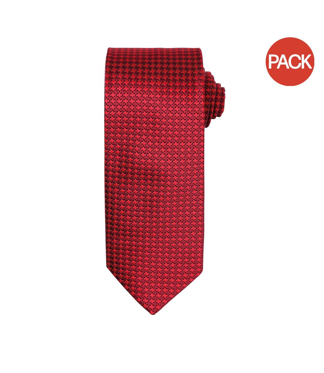 Lot de 2  Cravate à motif pied de poule homme taille unique rouge Premier-1