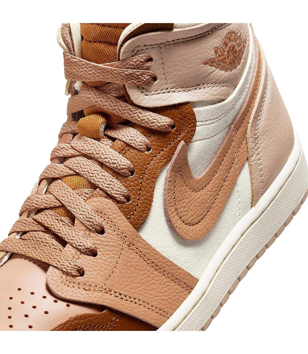 Womens/ladies Air Jordan 1 Leather High-top Trainers Brown Nike-3