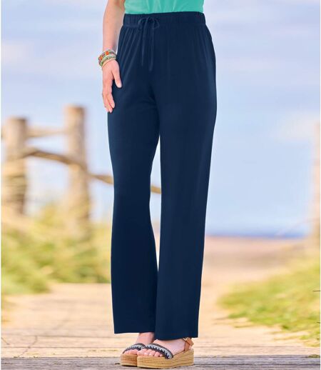 Pantalon en viscose extensible femme - marine