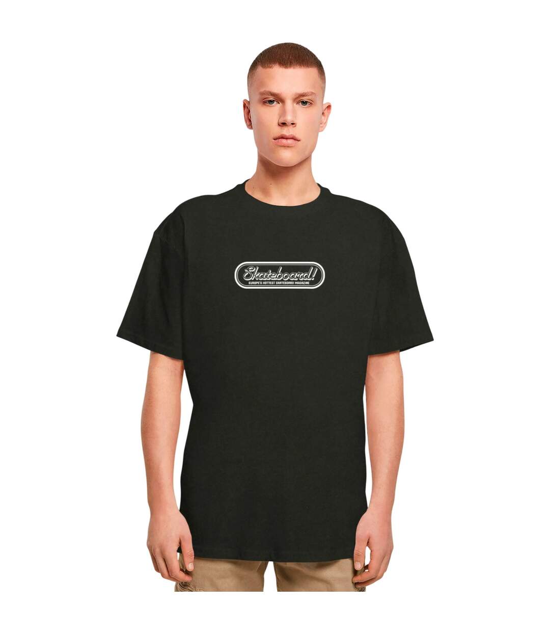 Mens The Skateboard Magazin Logo Oversized T-shirt Noir MerchCode-1