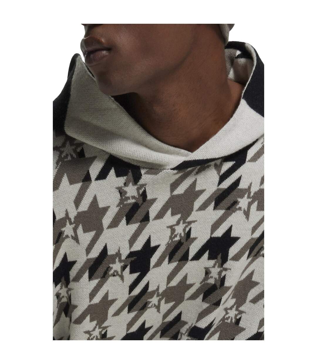 Sweat À Capuche Motif/style Pied-de-poule Homme Beige Boss-3
