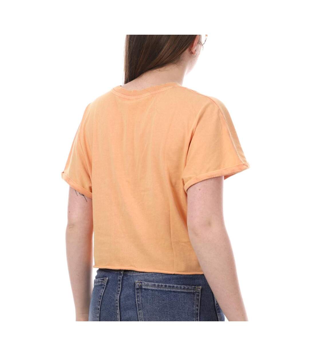 T-Shirt Crop Orange JDY Femme Agnes - S