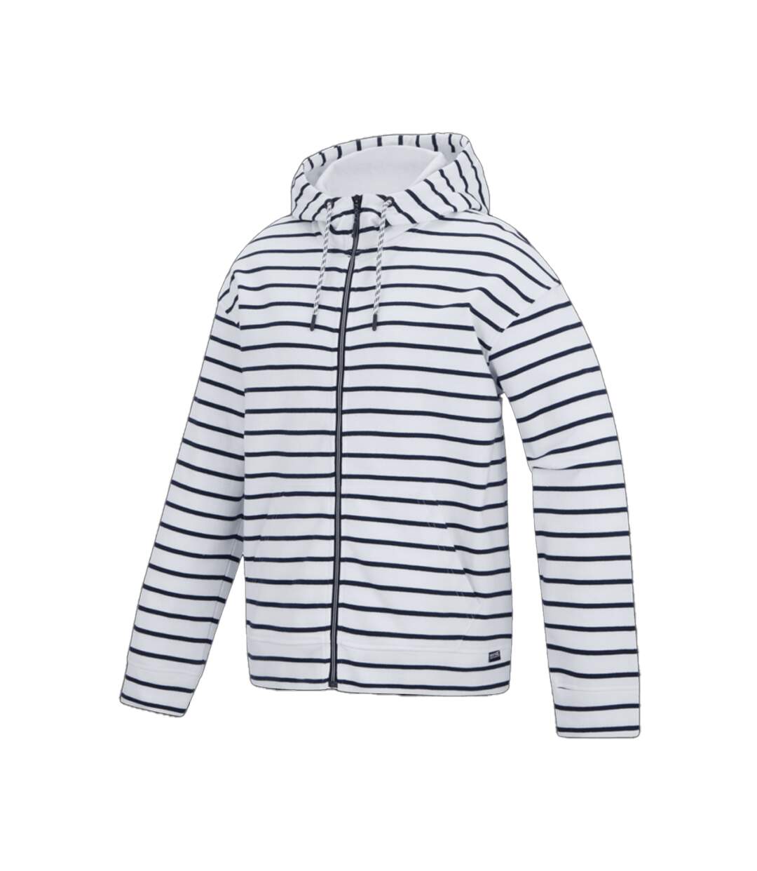 Womens/ladies Bayletta Striped Full Zip Hoodie White Navy Regatta-3