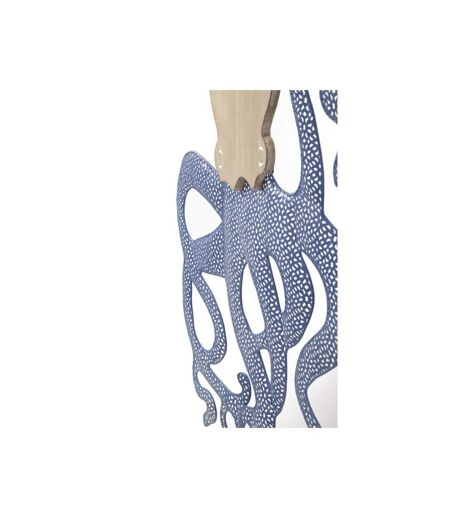 Décoration Murale en Métal Pieuvre 57cm Naturel & Bleu