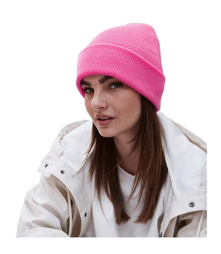 Bonnet À Manchettes Original Pour Adultes, Unisexe Rose Vif Beechfield