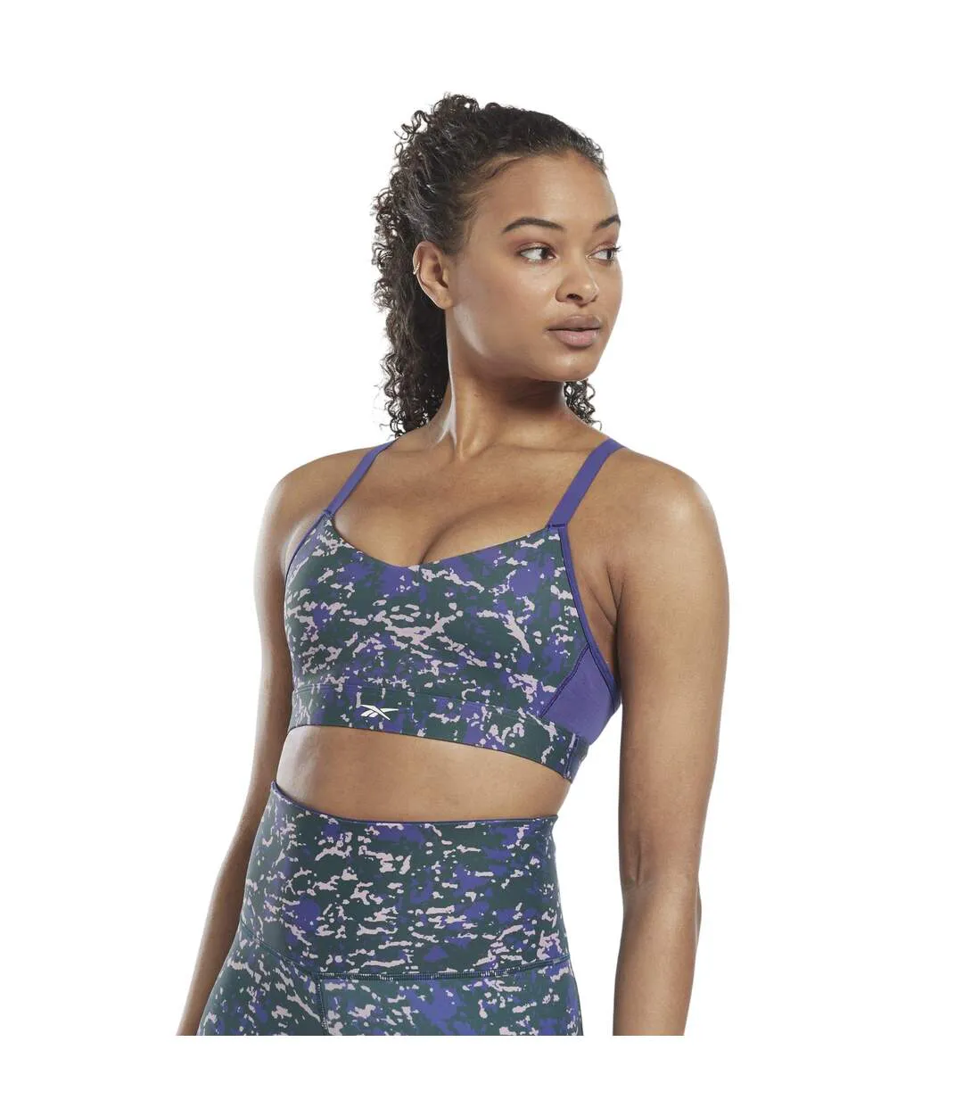 Brassière De Sport Motif/style Camouflage Lux Femme Vert Sombre Reebok-4
