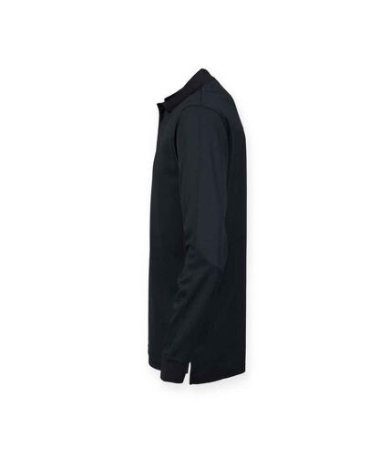 Henbury Adults Unisex Long Sleeve Coolplus Piqu Polo Shirt (Black) - UTPC3836