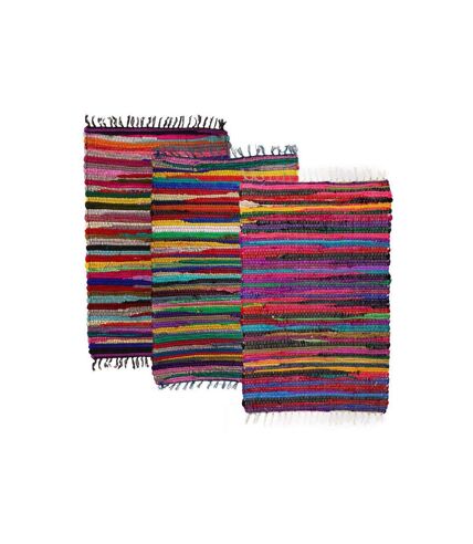 Tapis en coton et polyester rayures colorées 70 x 30 cm
