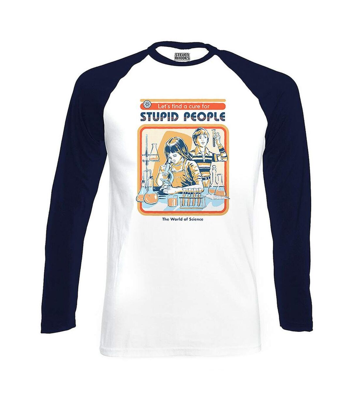Steven Rhodes - T-shirt LETS FIND A CURE FOR STUPID PEOPLE - Adulte (Blanc / bleu) - UTPM807