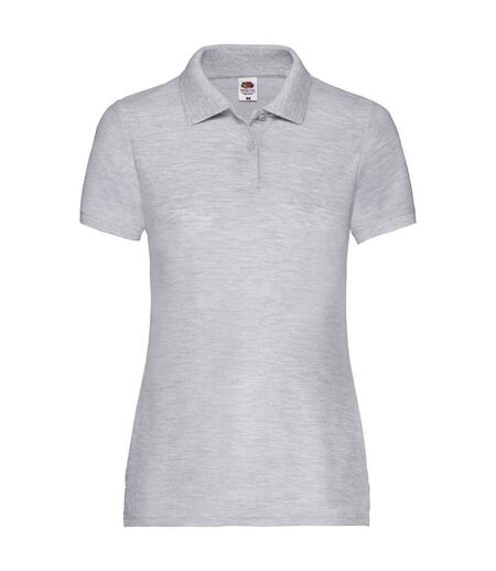 Womens/ladies lady fit piqué polo shirt heather grey Fruit of the Loom