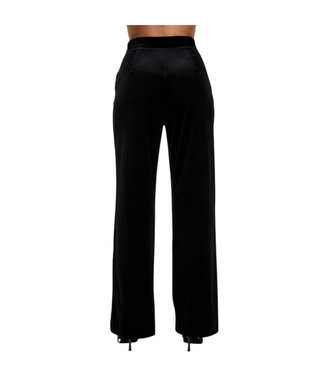 Womens/ladies Valerie Velvet Wide Leg Trousers Black Lily And Lionel-3