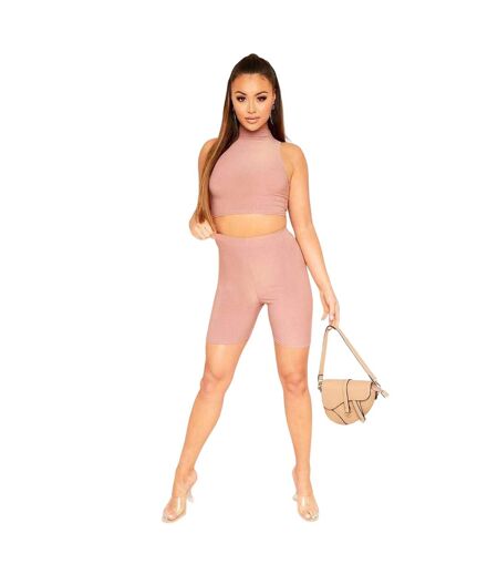 Ensemble Cuissard De Cyclisme Motif/style Côtelé Femme Marron Missy Empire