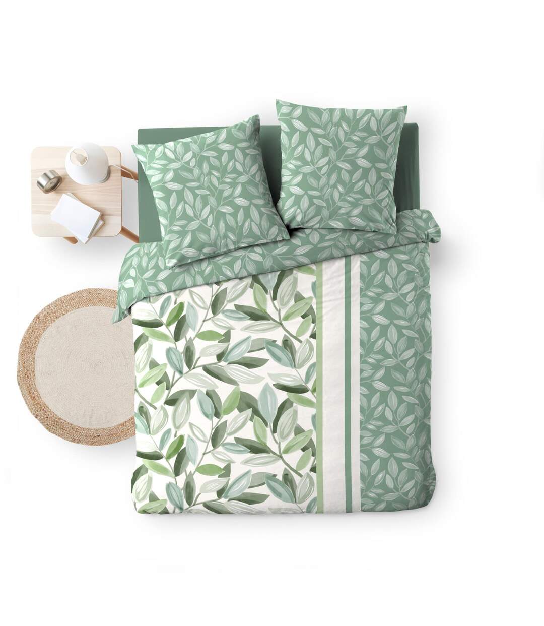 Parure de Lit 3 Pièces Eleonore 240x220cm Vert-5