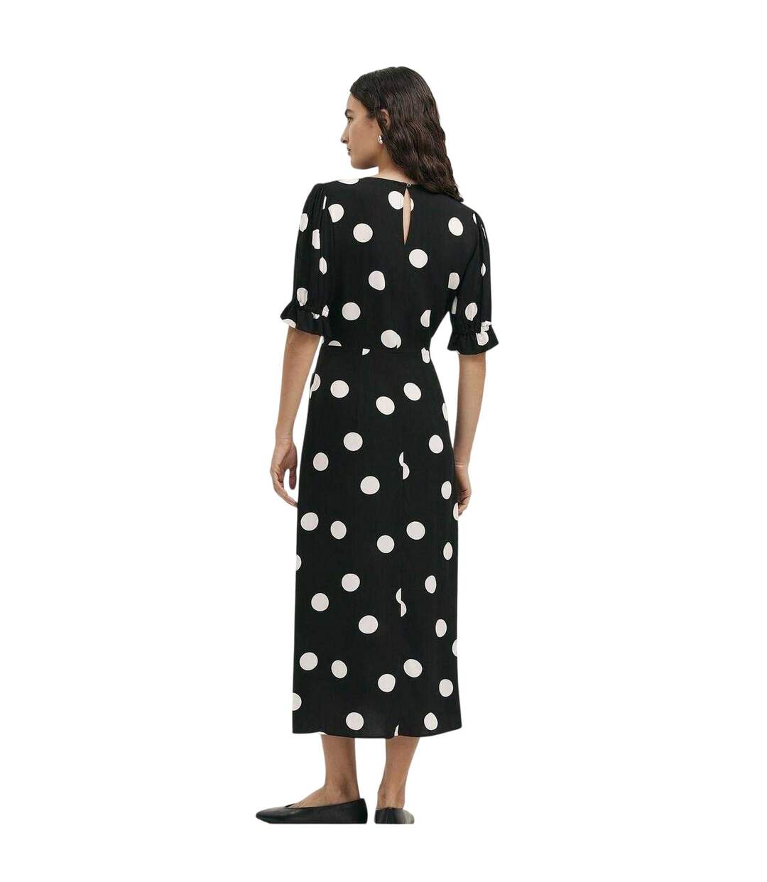 Robe Mi-longue Motif/style À Pois Mela Femme Noir Finery-2