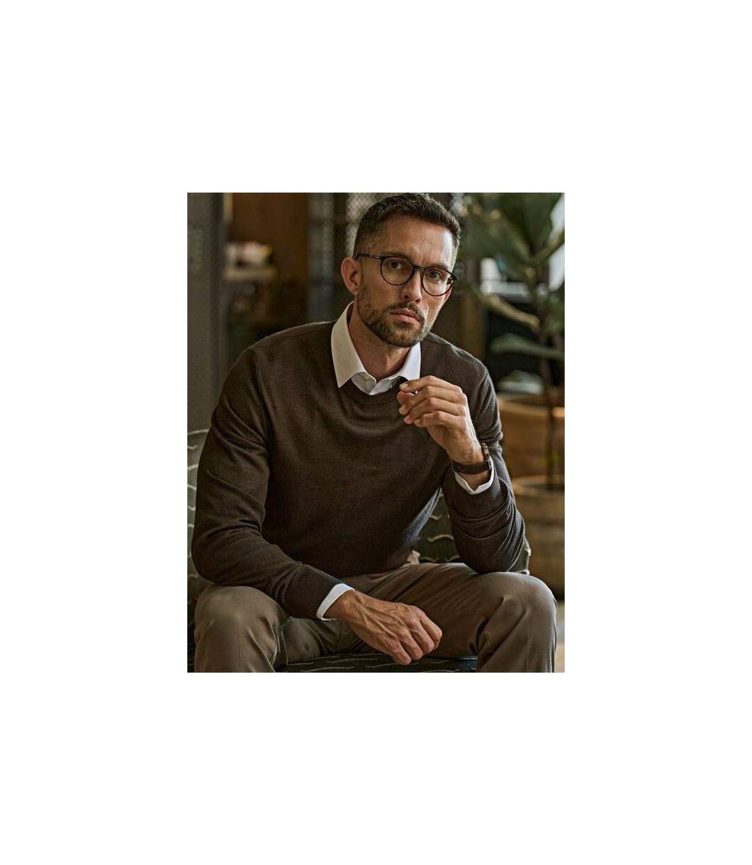 Mens Knitted Crew Neck Sweater Pine Tee Jays-1