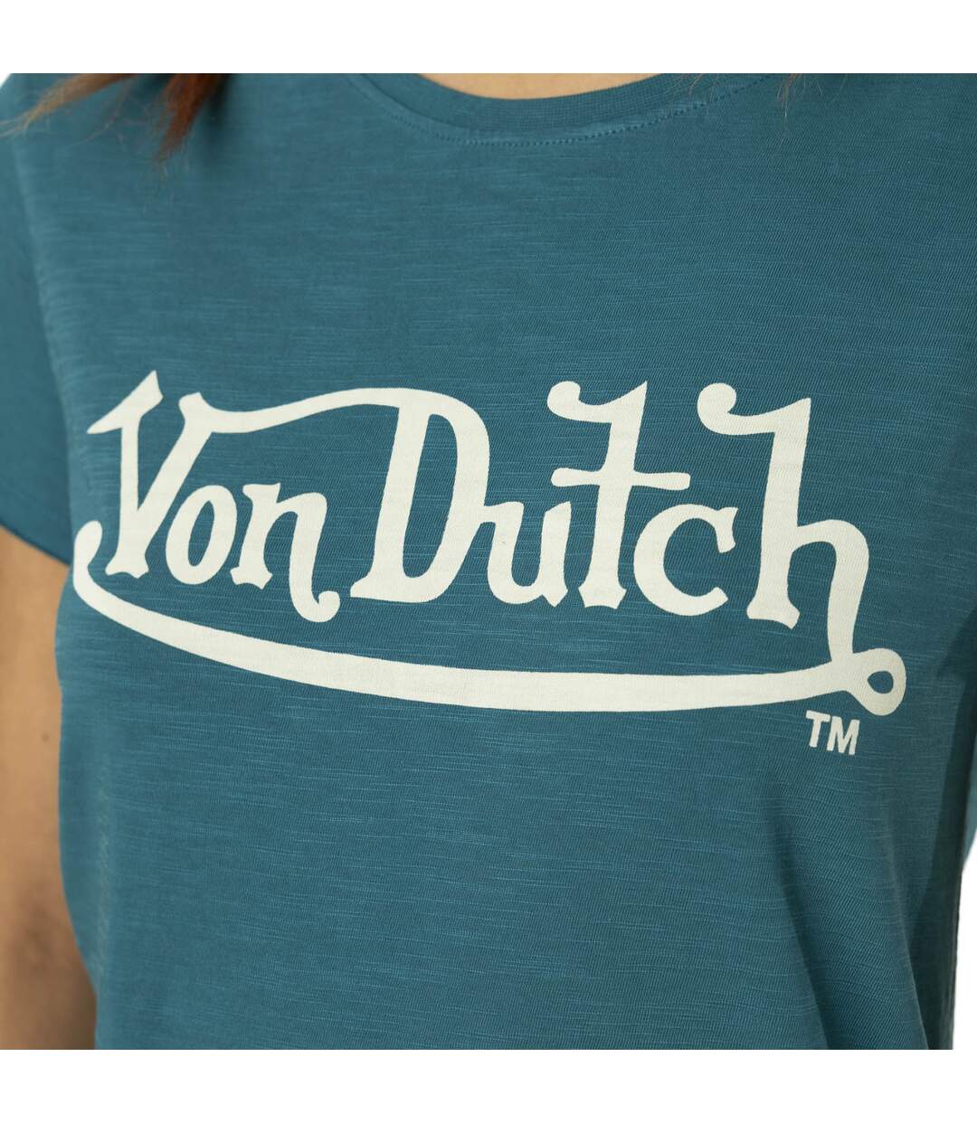 T-shirt femme col rond en slub coton avec print devant Slub Vondutch