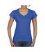 Gildan - T-shirt à manches courtes et col en V - Femme (Bleu royal) - UTBC491