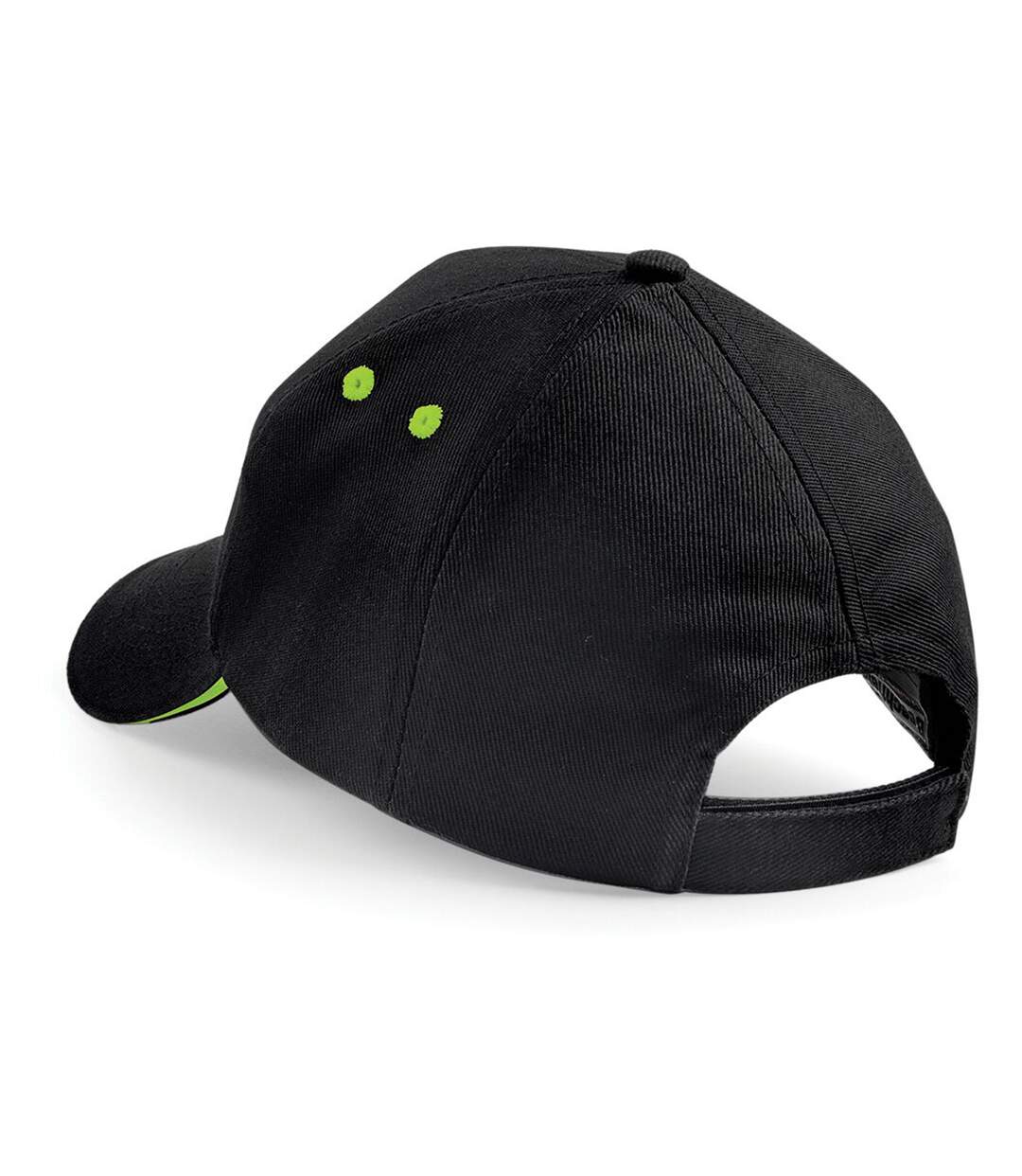 Beechfield Unisex Ultimate 5 Panel Contrast Baseball Cap With Sandwich Peak / Headwear (Black/Lime Green) - UTRW222-2