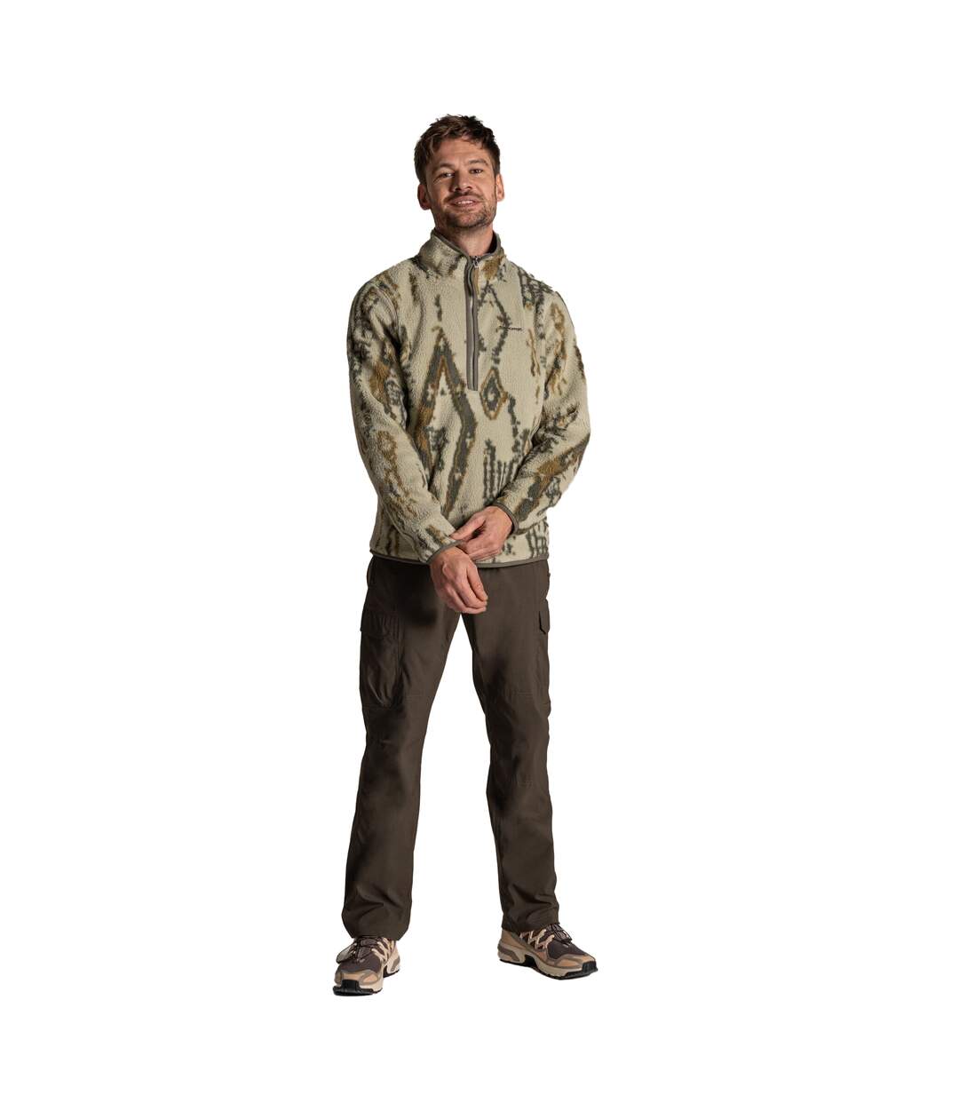 Polaire À Col Montant Zippé Motif/style Imprimé Tatton Homme Beige Gris Imprimé Craghoppers-1