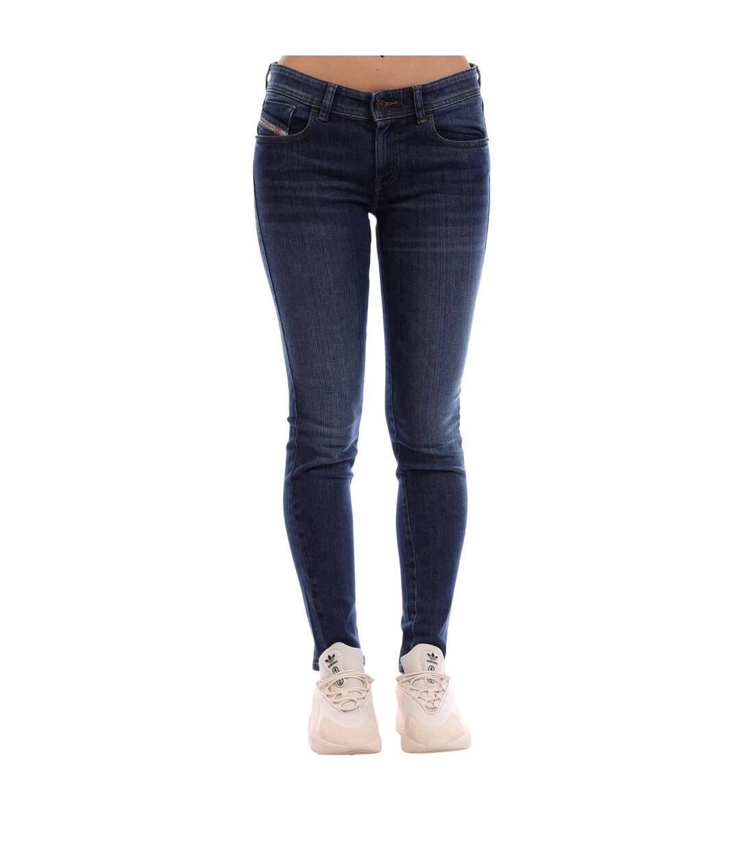 Womens/ladies Mid Rise Straight Leg Jeans Blue Denim Diesel-4