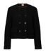 Womens/ladies Textured Button Suit Jacket Black Boss-2