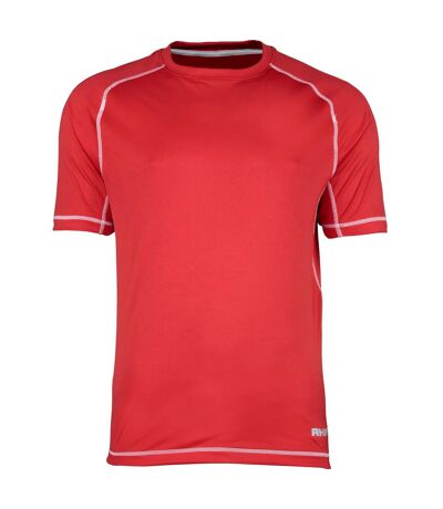Rhino - T-shirt sport à manches courtes - Homme (Rouge/Surpiqûres blanches) - UTRW1286