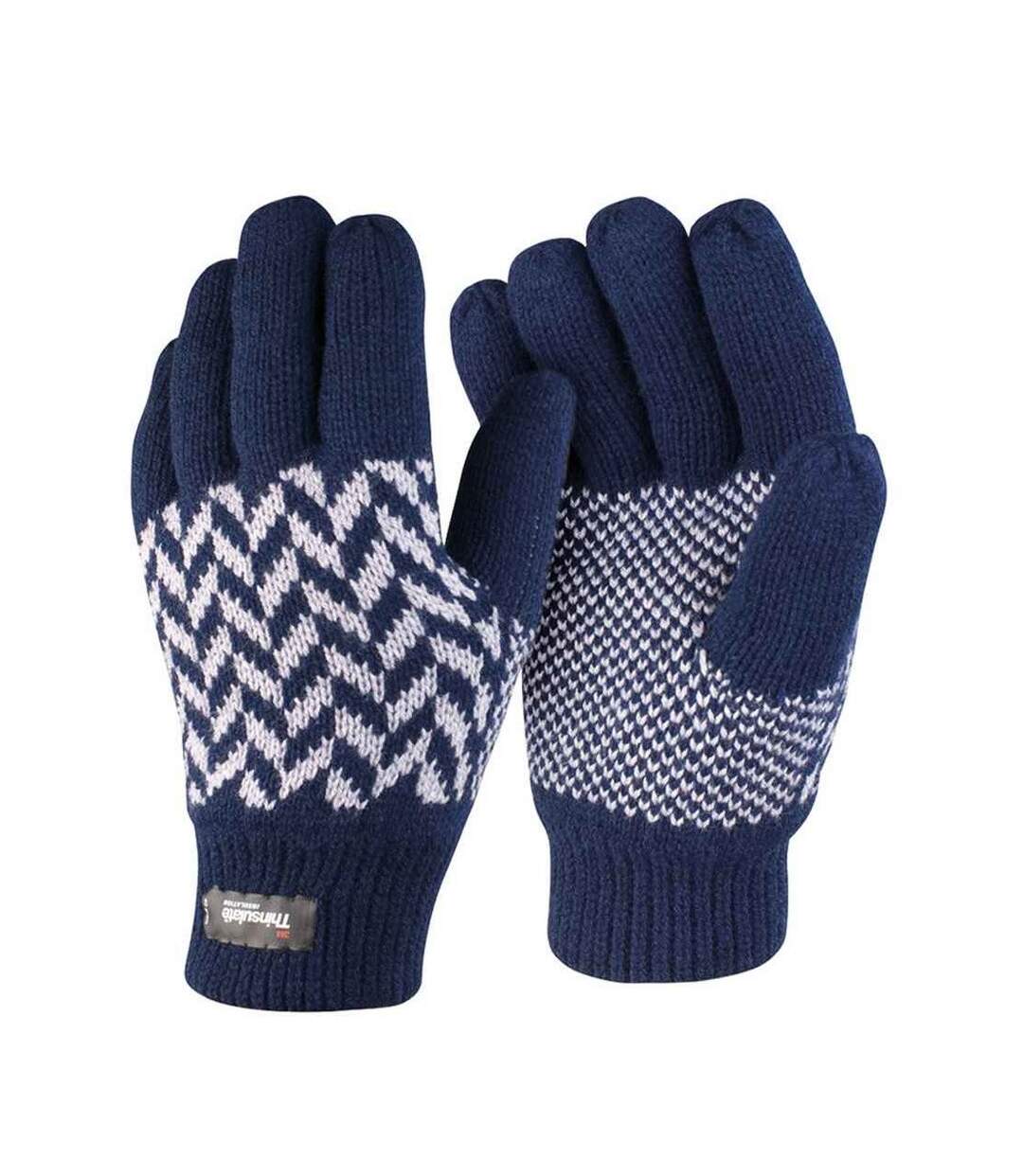 Unisex adult thinsulate patterned gloves l-xl navy/grey Result Winter Essentials-1