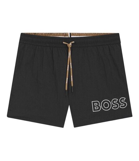 Short De Bain Motif/style Contour Du Logo Mooneye Homme Noir Boss