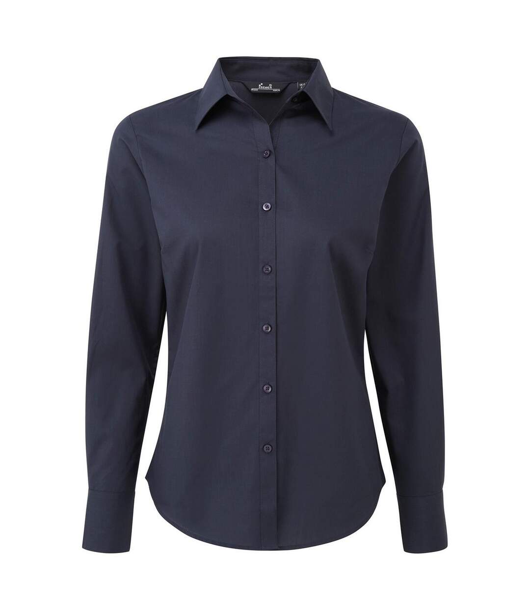 Womens/ladies Long-sleeved Shirt Navy Premier-1