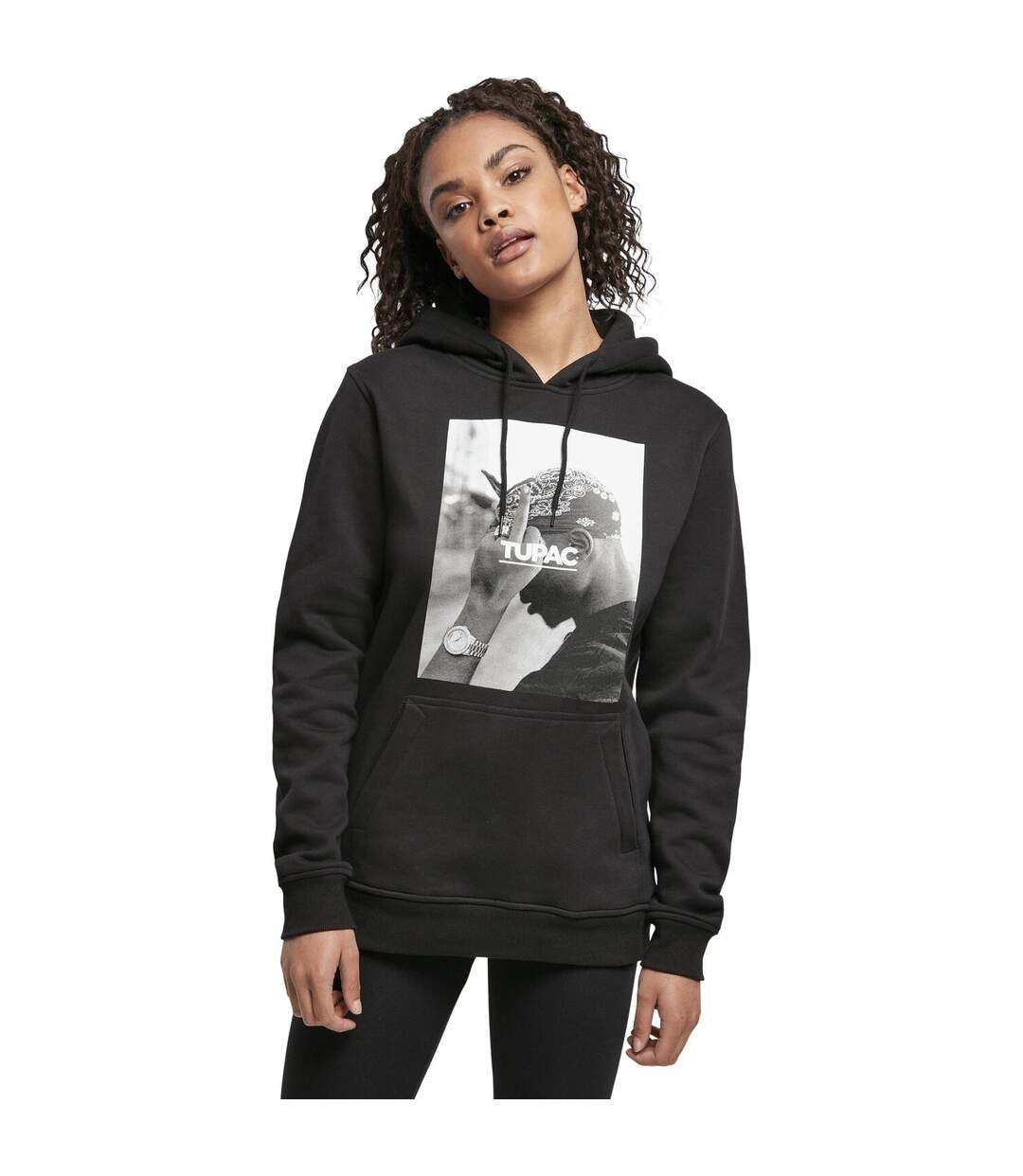 Sweat À Capuche Womens/ladies F*ck The World Tupac Shakur Noir Mister Tee-1