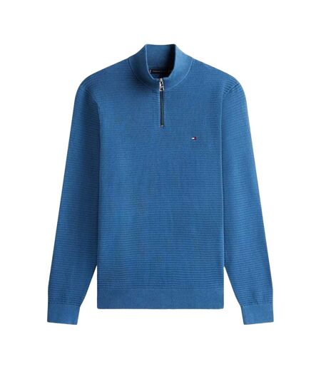Mens Zip Neck Regular Jumper Aegean Sea Tommy Hilfiger