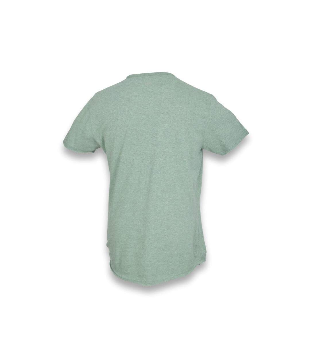 Tee shirt manches  courtes homme - Col en V de couleur vert-2