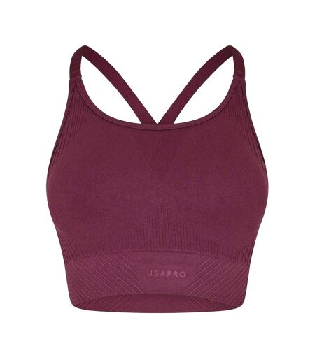Womens/ladies Adjustable Seamless Sports Bra Dark Cherry USA