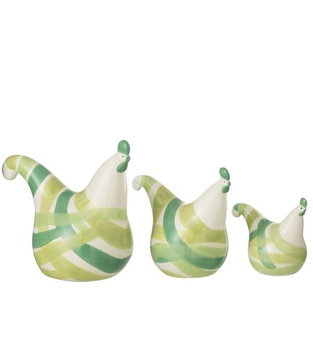 Lot de 3 Statuettes Coqs Lignes 25cm Vert