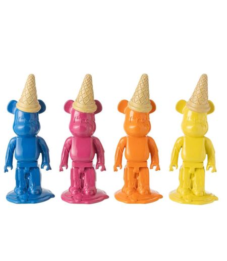 Statuette Déco Ours Cornet Glace 39cm Jaune