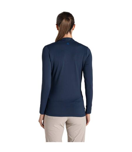 Womens/ladies Nosilife Mock Neck Long-sleeved Golf T-shirt Blue Navy Craghoppers