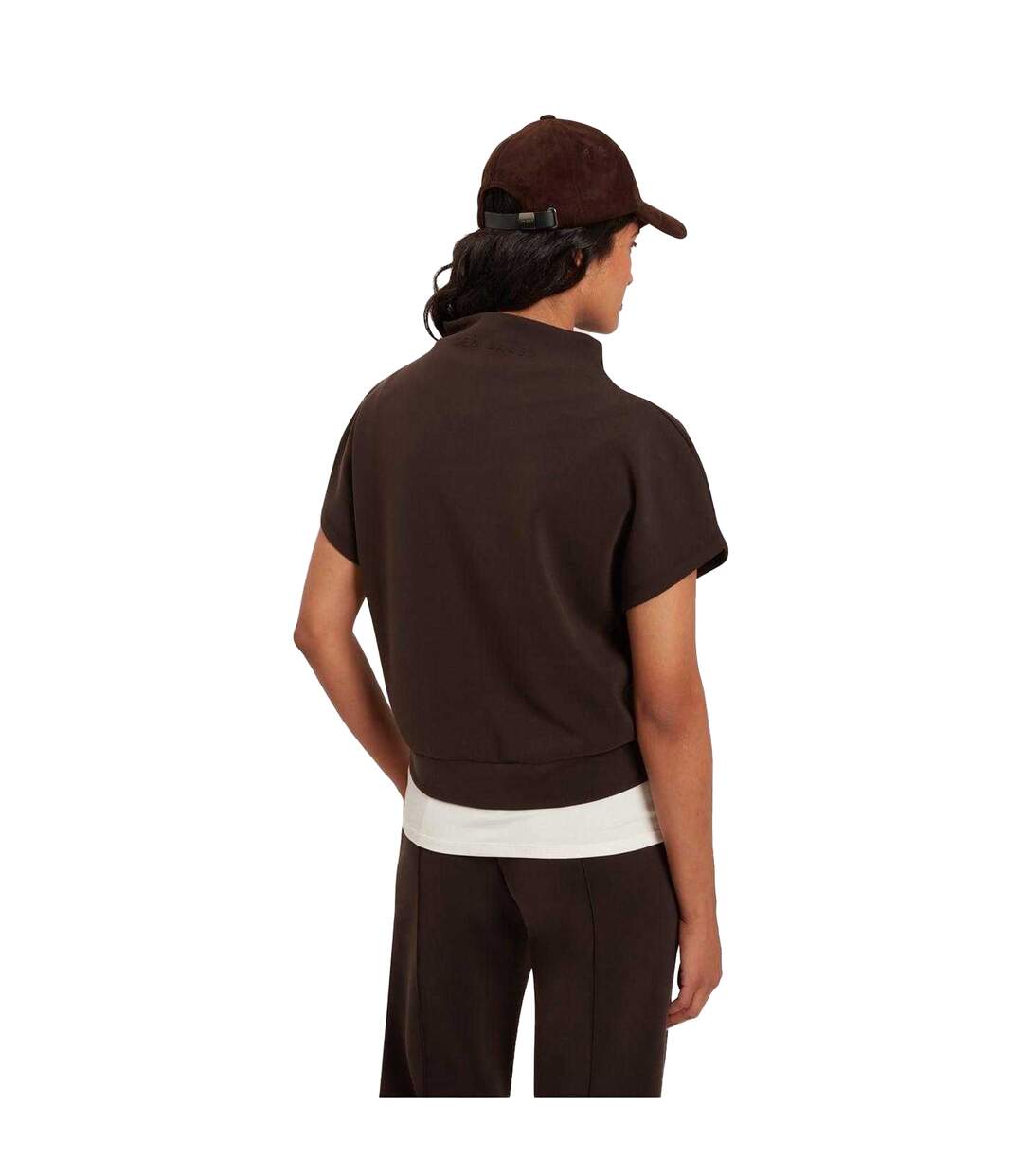 Womens/ladies Plain Boxy Sleeveless T-shirt Dark Brown Ted Baker-3
