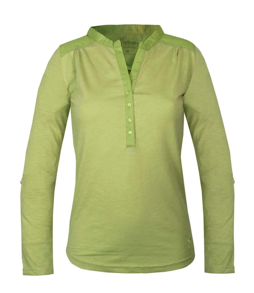 Tee-shirt MAYFLOWER DIMAGO3 manches longues : le style bi-matière vert anis-5