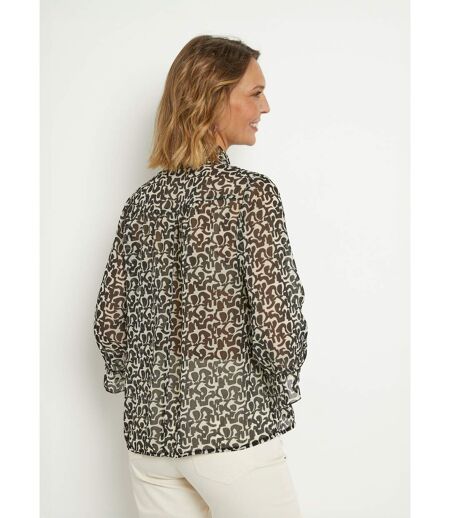 Tunique voile  imprimé manches 3/4 lavallière