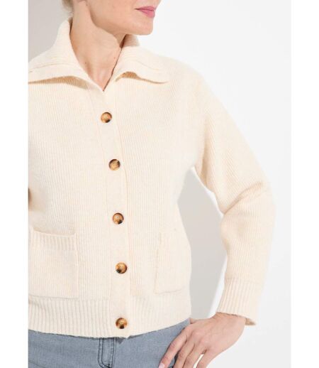 Gilet boutonné chaud côtelé avec laine et fibres recyclées